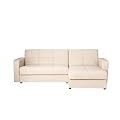 Nappor Faux Leather Corner Sofa Bed Chaise With Storage Space In Cream Colour by Nappor