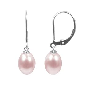 Freshwater Pink 7.5-8mm Pearl Drop Earrings in Sterling Silver by MyJewelryBox.com