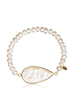 Silver Luxe Pulsera Topaz And Pearl