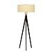 Nova Lighting 10858 Tripod Floor Lamp, Dark Wiped Wood & Brushed Nickel with White Linen Shade