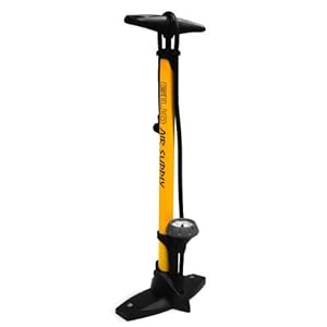 BV Steel Floor Pump with Gauge, 160 Psi, Yellow