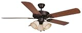 Ellington Ceiling Fans Builder Deluxe Model BLD52ABZ5LK3T in Aged Bronze. Indoor fan.