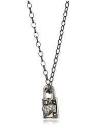 Erica Molinari "Renaissance" Hollow Square Lock and Baby Puff Heart Charm Necklace
