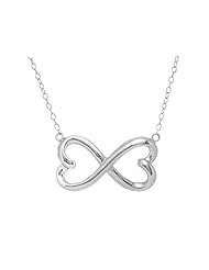 Sterling Silver Infinity Hearts Shiny Ladies Necklace