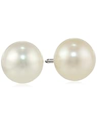 White Freshwater Cultured Button Pearl Earrings with Sterling Silver Posts (6.5-7mm)
