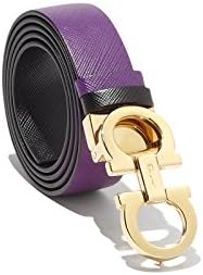 Salvatore Ferragamo Women's Adjustable and Reversible Calfskin Leather Belt (40 US / 100 EU, Grape/Black)