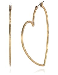Lucky Brand "Tough Love" Large Gold Heart Hoop Earrings