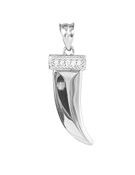 14k White Gold Tiger Tooth Pendant with Diamonds