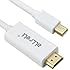 aLLreli&reg; 6ft Mini DisplayPort to HDMI Cable | Mini DP to HDMI | Thunderbolt Compatible | Full HD 1080p | 24k Gold Plated Connectors | Video+Audio - White 1.8 Meters 6 feet
