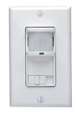 Leviton PR180-1LW Decora 500W Incandescent, 400VA, Passive Infrared Wall Switch Occupancy Sensor, Single Pole and 3-Way, White