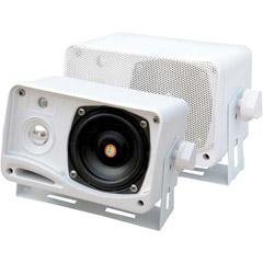 PYLE PLMR24 3.5-Inch 200 Watt 3-Way Weather Proof Mini Box Speaker System (White) (Pair)