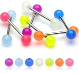 Body AccentzTM 7 Glow in the dark Acrylic Tongue Ring 14g - In Assorted Colors