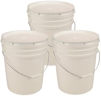 Set of 9 - Plastic 5 Gallon Food Grade, BPA Free Pails and Lids - 90 Mil