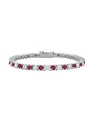 Ruby and Diamond Tennis Bracelet 14K White Gold - 4.00 CT TGW