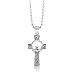Chuvora Sterling Silver Irish Celtic Claddagh Cross Pendant Charm
