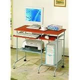 Contemporary Style Silver Finish Metal and Wood Computer Desk by visiondecor Furniture