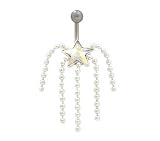 Star with Dangling Beads Belly Button Ring
