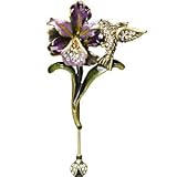 Jay Strongwater Iris and Hummingbird Pin