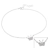 Sterling Silver CZ Butterfly Anklet