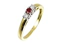 9ct Yellow Gold Diamond and Ruby 3 Stone Ladies Ring