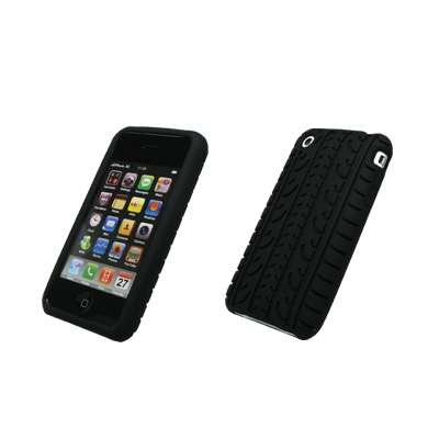 Premium Black Tire Tread Design Silicone Gel Skin Cover Case for Apple iPhone 3G 8GB 16GB / 3G S 16GB 32GB [Accessory Export Brand Packaging]