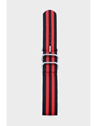 22mm Black/Red Military Style Strap with Two S/S Rings and S/S Heavy Buckle. Great to Attach to Any Timepiece.