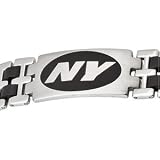 Stainless Steel New York Jets Rubber Logo ID Bracelet