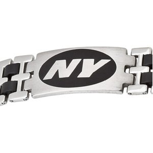 Stainless Steel New York Jets Rubber Logo ID Bracelet