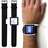 Navitech schwarzes i-Watch Uhrenarmband f&Atilde;&frac14;r das neue iPod Nano 6G 8/16 GB (Sept. 2010 Ausgabe)