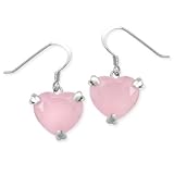 .925 Silver & Rose Quartz Heart Earrings