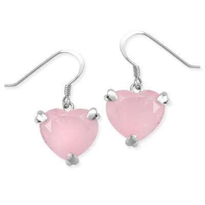 .925 Silver & Rose Quartz Heart Earrings