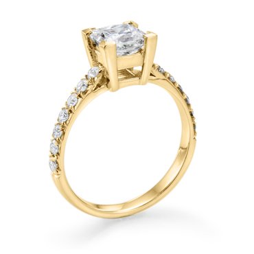 1 1/2 ct, D Color, SI1 Clarity, Certified, Princess Cut, Diamond Engagement Ring in 18K Gold / Yellow