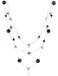 Steve Madden Spike and Cherry Bead Illusion Necklace, 21"