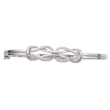 Sterling Silver 1/4 cttw Diamond Double-Knot Bangle Bracelet