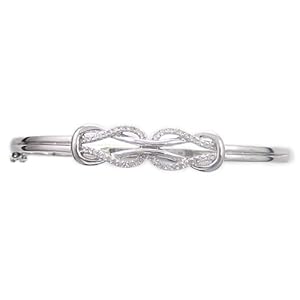Sterling Silver Diamond Double-Knot Bangle Bracelet (1/4 cttw)