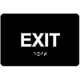 ComplianceSigns Acrylic ADA Exit sign, 6 x 4 inch Tactile + Braille Black