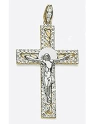 80mm X 45mm 14k Cubic Zirconia Crucifix Cross