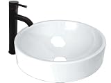 Ticor Full Moon Vessel Porcelain Bathroom Sink W/overflow and Oil Rubbed Bronze Faucet Combo