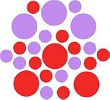 Set of 30 - Red / Lavender Circles Polka Dots Vinyl Wall Graphic Decals Stickers