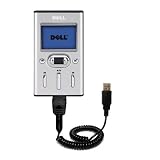 Coiled Power Hot Sync and Charge USB Data Cable w/ Tip Exchange for the Dell Pocket DJ 30GB - Gomadic Brand