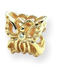 Diamond Butterfly Charm in 14K Gold for 3mm Charm Bracelets