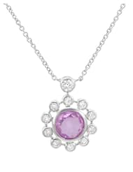 Sterling Silver 4 CTW Sapphire and Cubic Zirconia Women Necklace. Total Item weight 7.3 g.