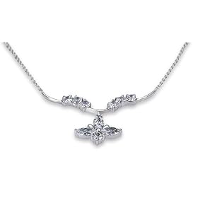 Luxurious Marquise & Round Shape White CZ Gemstone Pendant Necklace in Sterling Silver by 
