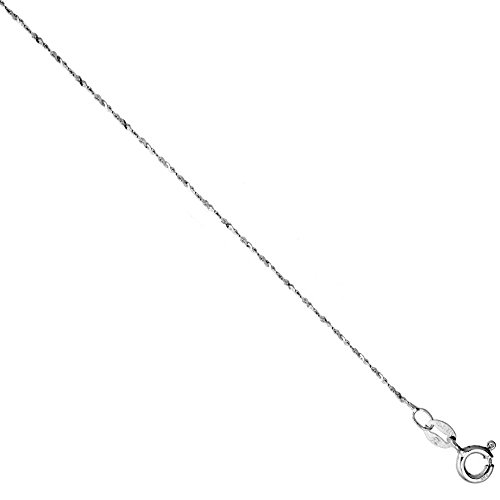 Sterling Silver Diamond Cut Twisted Serpentine Chain 1.1mm Very Thin Nickel Free Italy, sizes 7 - 30 inch