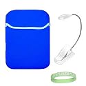 Blue / Pink Amazon Kindle DX Reversible Carrying Sleeve + White Ebook Reader Light + Live*Laugh*Love Wrist Band!!! (Kindle DX Not Included)