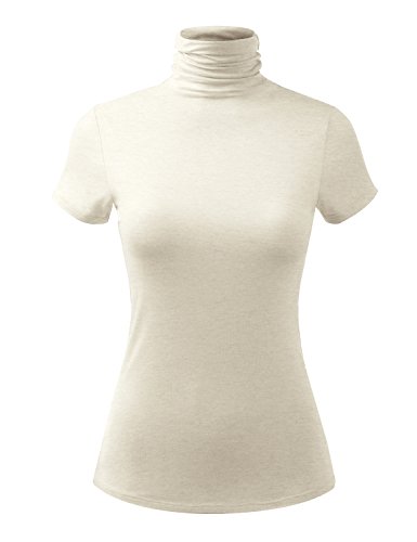ALL FOR YOU Women Short Sleeve Lightweight Jersey Turtleneck Top