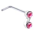 Sterling Silver Pink Gem Swirl L-Shaped Nose Ring