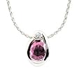 14K White Gold Pink Tourmaline and Diamond Pendant