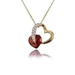Garnet and Diamond Heart Pendant in 14 Karat Yellow Gold