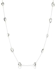 Zina Sterling Silver "Contemporary Collection" Long Geometric Stations Necklace